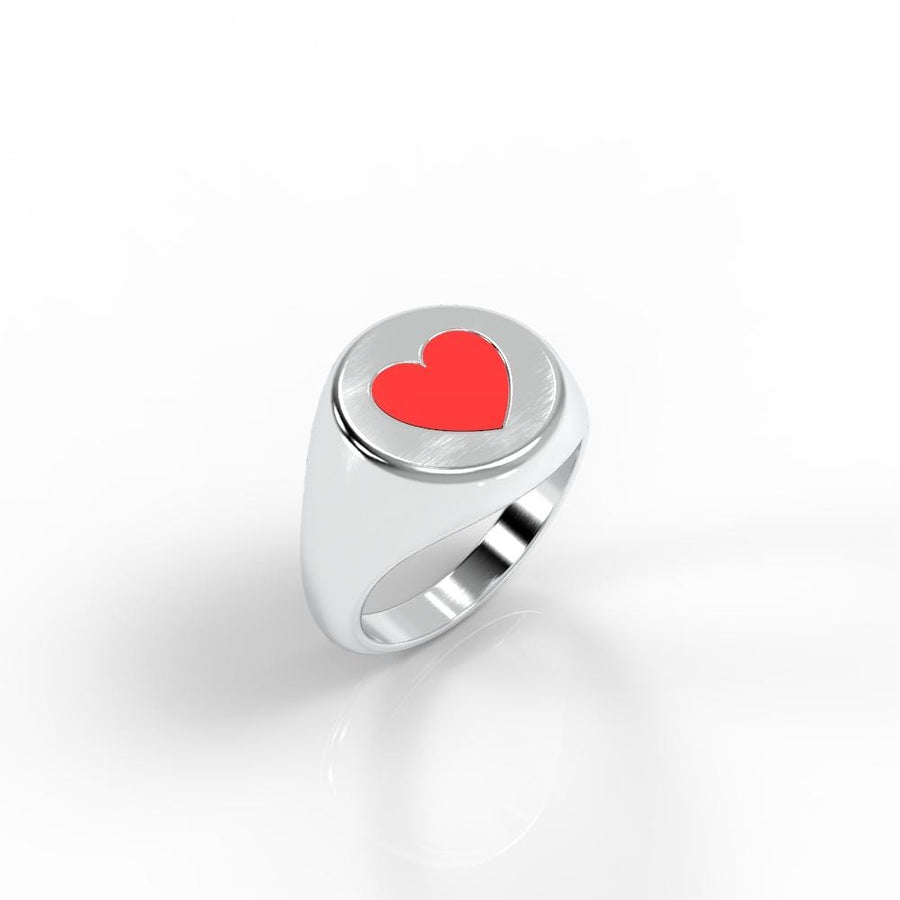 'Enamel Heart' Signet Ring
